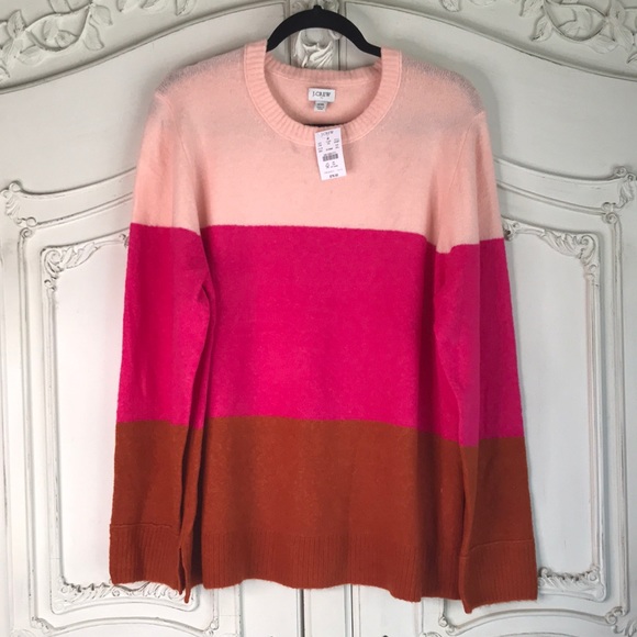 NWT Plus siz J crew stripe sweater pink orange XXL - Picture 3 of 6